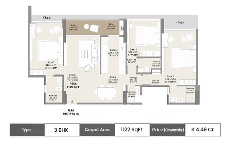 3 BHK 1122 SqFt